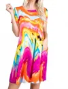 Heimish Usa Swirling Sunset Swing Dress With Pockets In Multicolor In Animal Print