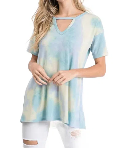 Heimish Usa Tie Dye Keyhole Top - Plus In Blue/yellow