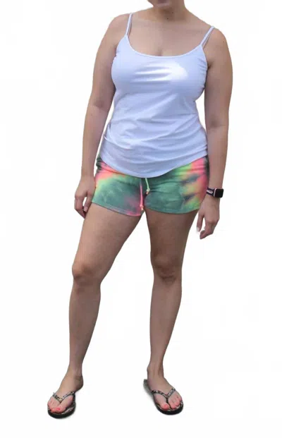 HEIMISH USA TIE DYE KNIT SHORTS IN GREEN FUCHSIA