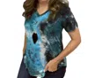 Heimish Usa Tie Dye Tee Top In Black/teal In Multi