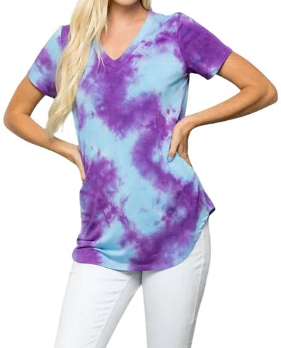 Heimish Usa Tie Dye Top In Aqua/purple In Multi