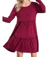Heimish Usa Tiered Dress In Burgundy In White