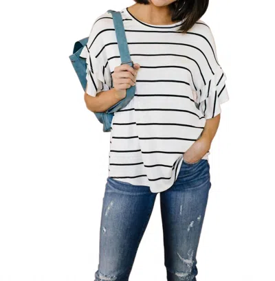 Heimish Usa Twice As Nice Striped Top In Ivory In White