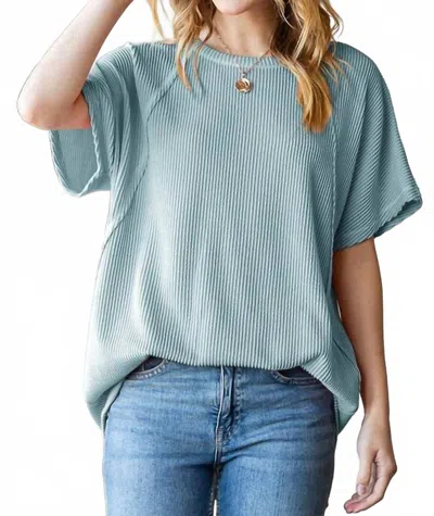 Heimish Usa Urban Ribbed Everyday Top In Sage In Green