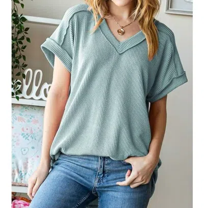 Heimish Usa Urban Ribbed Top In Sage