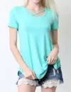 Heimish Usa V Neck Strappy Tee In Mint In Green