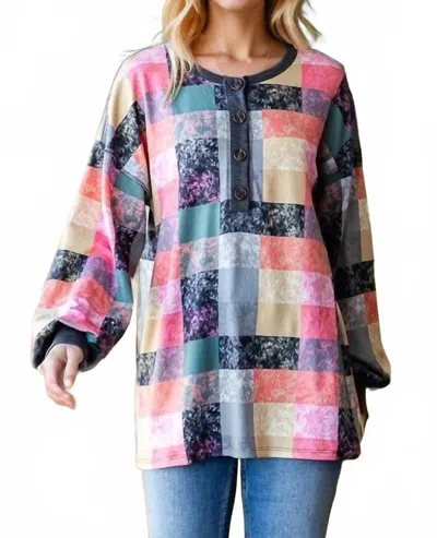 Heimish Usa Women's Long Puff Top In Multi Color Plaid