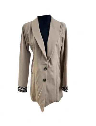 Heimish Usa Women's Solid Body Leopard Cuff Blazer In Light Mocha In Neutral