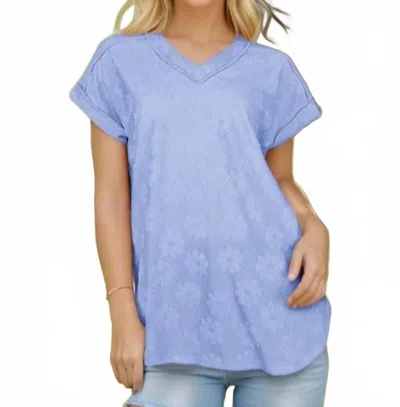 Heimish Usa Women's V Neck Reversed Stitching Top In Blue