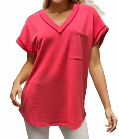 Heimish Usa Women's V-neck Top In Hot Pink In Red