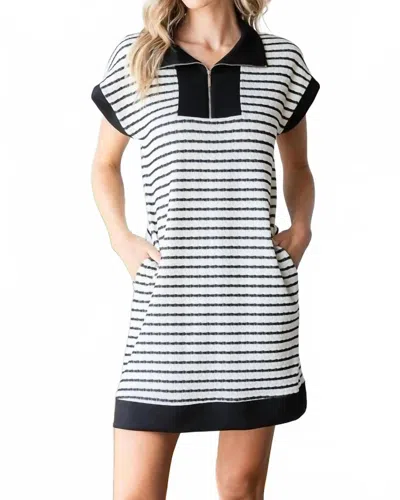 Heimish Usa Women's Zipper Up Jacquard Stripe Mini Dress In Black In Multi
