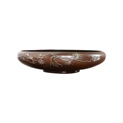 Pre-owned Heintz Art Metal Shop Heintz Arts & Crafts Sterling Silver On Bronze Footed Bowl In Black