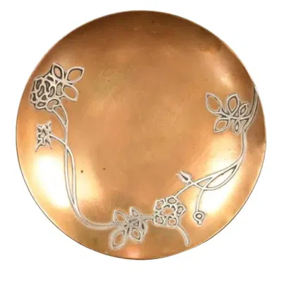 Pre-owned Heintz Art Metal Shop Heintz Arts & Crafts Sterling Silver On Bronze Plate In Orange