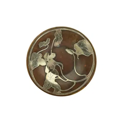 Pre-owned Heintz Art Metal Shop Heintz Style Arts & Crafts Sterling Silver On Bronze Plate In Brown