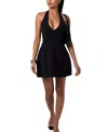 Heiress Beverly Hills A-line Plunging Neckline Flare Mini Dress In Black