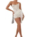Heiress Beverly Hills Lace Corset Draped Mini Dress In White