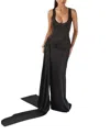 Heiress Beverly Hills Low Neckline Satin Sarong Maxi Dress In Black