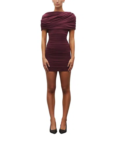 Heiress Beverly Hills The Draped Shoulder Mini Dress In Purple
