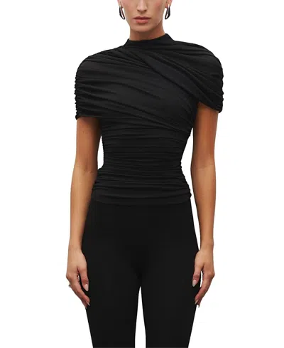 Heiress Beverly Hills The Draped Shoulder Top In Black
