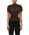 Heiress Beverly Hills The Draped Shoulder Top In Burgundy