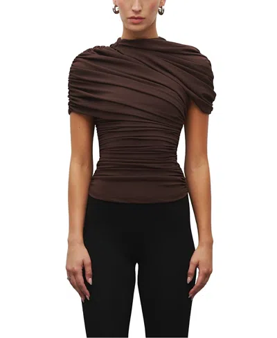 Heiress Beverly Hills The Draped Shoulder Top In Burgundy
