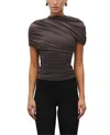 Heiress Beverly Hills The Draped Shoulder Top In Gray