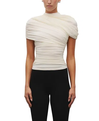 Heiress Beverly Hills The Draped Shoulder Top In Neutral