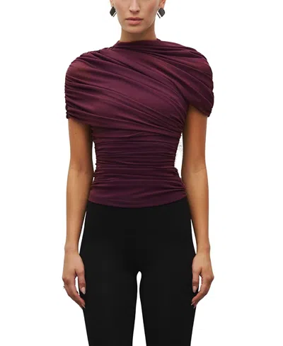 Heiress Beverly Hills The Draped Shoulder Top In Purple