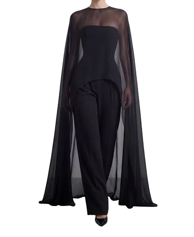 Heiress Beverly Hills The Maxi Cape Top In Black