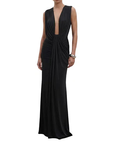 Heiress Beverly Hills The Plunge Drape Gown In Black