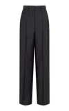 Heirlome Abigail Tailored Wool-silk Trousers In Black