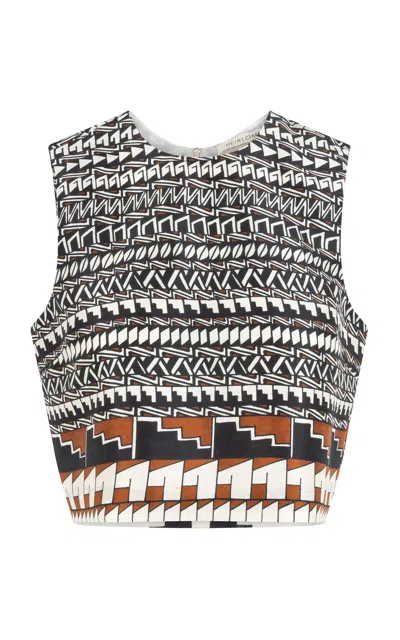 Heirlome Alex Jurado Patterned Silk Top In White