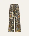Heirlome Alvarez Nogal Silk Wide-leg Pull-on Trousers In Multi