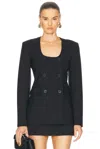Heirlome Anita Scooped Stretch-wool Blazer In Black