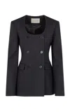 Heirlome Anita Scooped Stretch-wool Blazer In Black