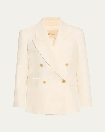 Heirlome Antonella Double-breasted Peak Lapel Blazer In Ivory