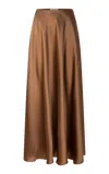 Heirlome Antonia Mid-rise Silk Maxi Skirt In Tan