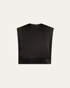 Heirlome Athena Satin Sleeveless Cape Top In Black
