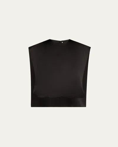 Heirlome Athena Satin Sleeveless Cape Top In Black