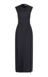 Heirlome Audrey Open-back Wool-silk Maxi Dress In Black