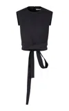 Heirlome Audrey Open-back Wool-silk Top In Black