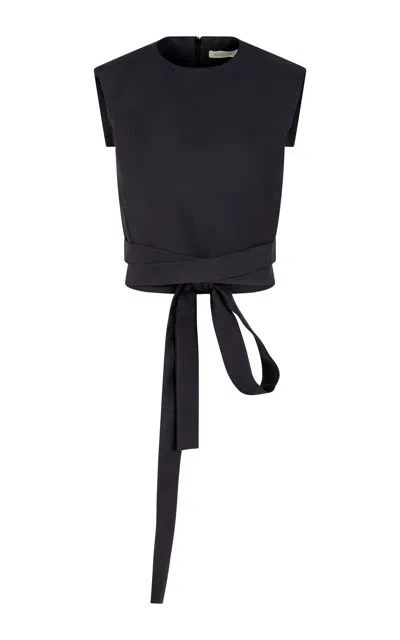 Heirlome Audrey Open-back Wool-silk Top In Black