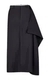 Heirlome Augusta Draped Wool-silk Midi Skirt In Black