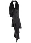 Heirlome Barbara Gathered Draped Silk-satin Halterneck Blouse In Black