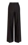 Heirlome Barri Relaxed Wool-silk Wide-leg Pants In Black