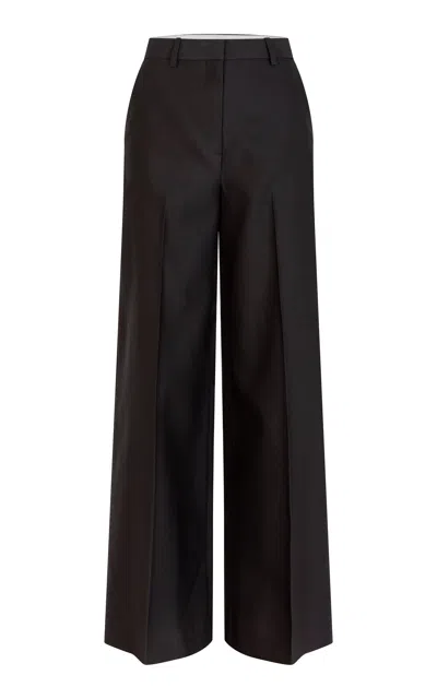 Heirlome Barri Relaxed Wool-silk Wide-leg Pants In Black