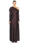 Heirlome Billie Silk One-shoulder Maxi Dress In Dark Chocolate