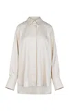 Heirlome Camille Deconstructed Silk Button-down Shirt In Ivory