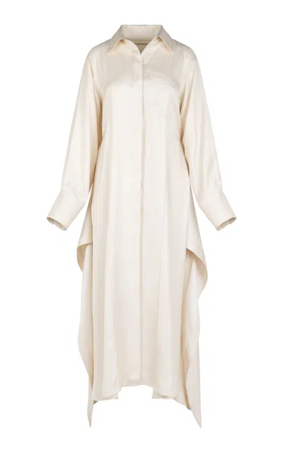 Heirlome Camille Deconstructed Silk Maxi Shirt Dress In Ivory