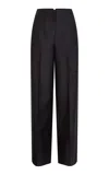 Heirlome Carolyn Relaxed Stretch-wool Wide-leg Pants In Black